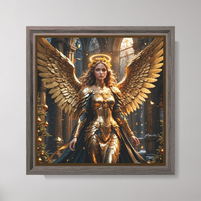 "Golden Angelic Warrior Canvas Wall Art ... (Framsida)