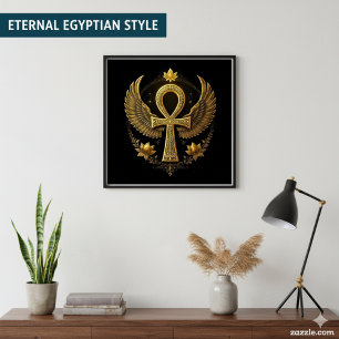Golden Ank Vingar   Egyptisk symbolkonst Poster