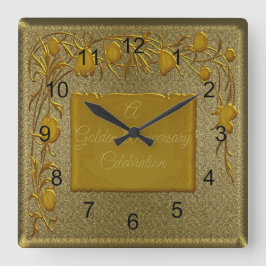 Golden Anniury Clock Fyrkantig Klocka