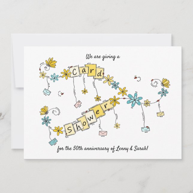 Golden Anniury Shower by Mail Call Inbjudningar (Framsida)
