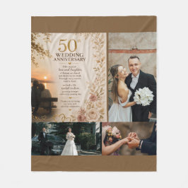 Golden Anniversary Photo Colage Fleece Blanket