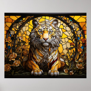 *~* Golden AP68 TIGER Fantasy Stached Glass 5:4 Poster