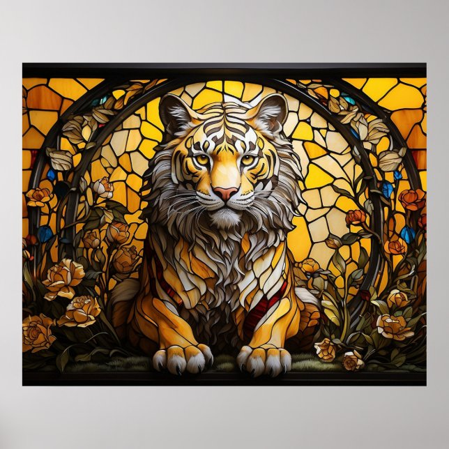 *~* Golden AP68 TIGER Fantasy Stached Glass 5:4 Poster (Framsidan)