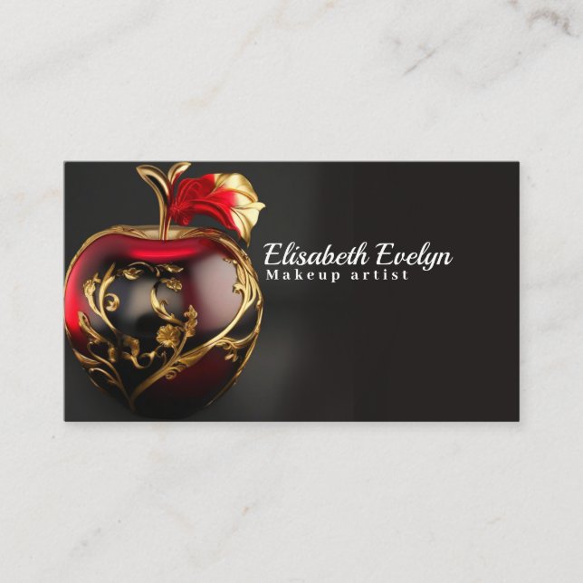Golden Apple Elegance: A Luxurie Affärskort Visitkort (Framsida)