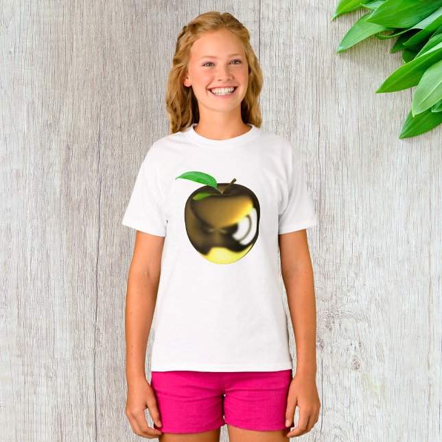 Golden Apple med Löv Shiny Metallic T Shirt (Skapare uppladdad)
