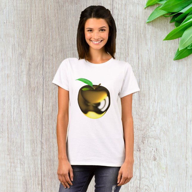 Golden Apple med Löv Shiny Metallic T Shirt (Skapare uppladdad)