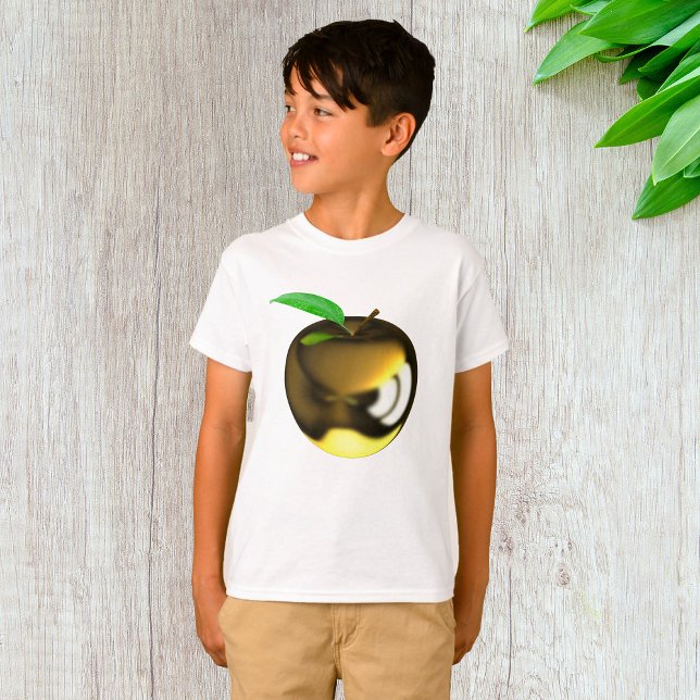 Golden Apple med Löv Shiny Metallic T Shirt (Skapare uppladdad)