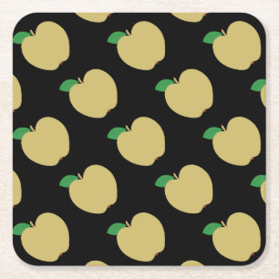 Golden Apple på Black Underlägg Papper Kvadrat