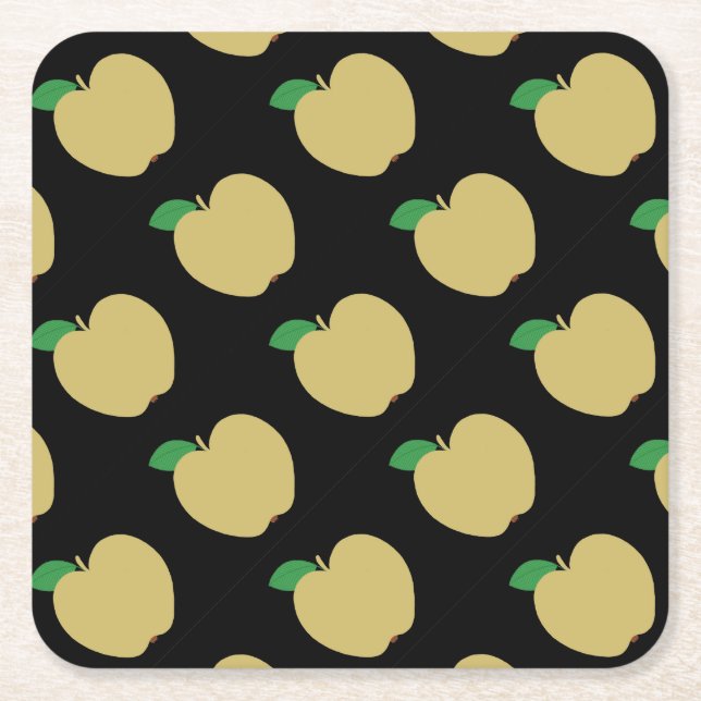 Golden Apple på Black Underlägg Papper Kvadrat (Framsidan)