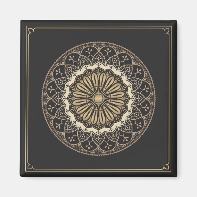Golden arabesque mandala mönster magnet (Framsidan)