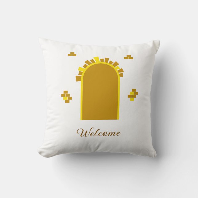 Golden Archway Portal – Minimalist Abstract Design Kudde (Framsida)