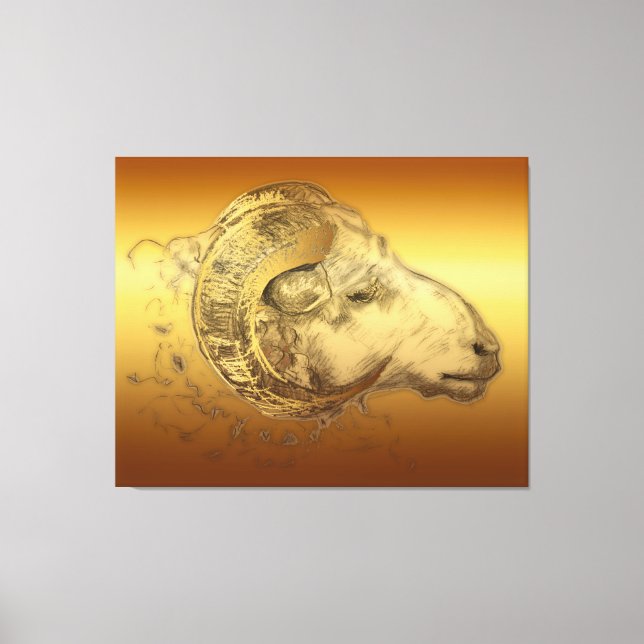 Golden Aries Ram Chinese Zodiac Canvas (Framsida)