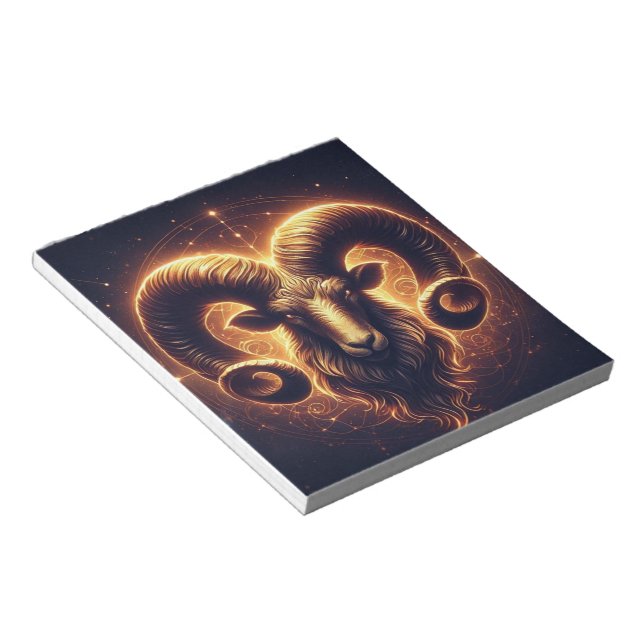 Golden Aries Zodiac Symbol Anteckningsblock (Vinklad)