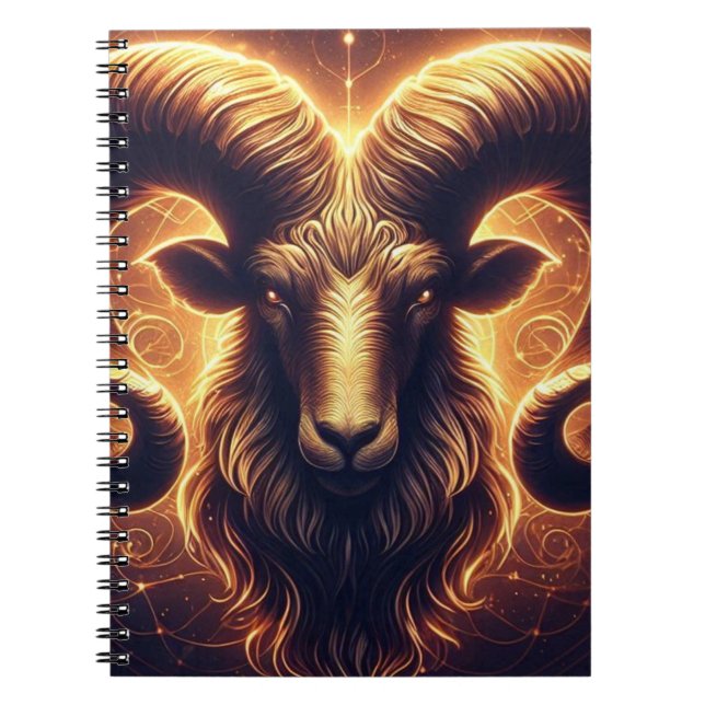 Golden Aries Zodiac Symbol Anteckningsbok (Framsidan)