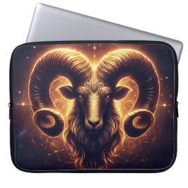 Golden Aries Zodiac Symbol Laptop Fodral