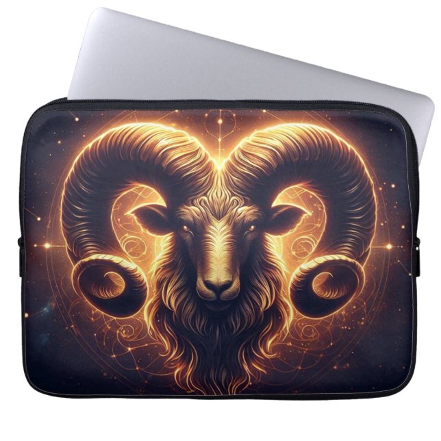 Golden Aries Zodiac Symbol Laptop Fodral (Framsidan)