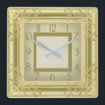 Golden Art Deco Fyrkantig Klocka<br><div class="desc">Underbar utformning. Du kommer att kärlek det som andra. Du kan fritt använda designen för andra produkter eller lägga till text. Tack. Följ mig för mer. Ha en trevlig dag.</div>