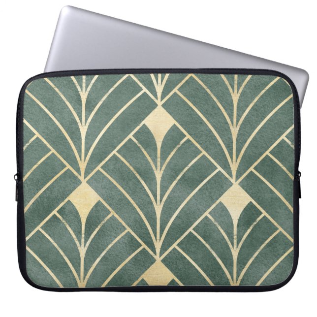 Golden Art Deco: Luxuriöst sjölöst Stil Laptop Fodral (Framsidan)