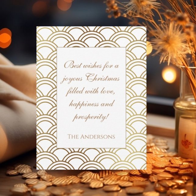 Golden art deco mönster-julkort julkort (Skapare uppladdad)