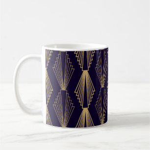 Golden art Deco Mönster. Sömlös mörk blått backgat Kaffemugg