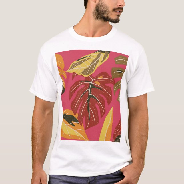 Golden Art Deco Nature Tapet T Shirt (Framsida)