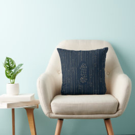 Golden Art Deco-sjömän på mörk blått Kudde