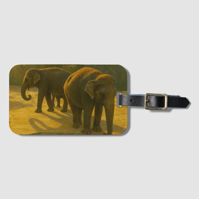 Golden Assions - Elephant Trio in Warm Light Bagagebricka (Framsida horisontal)