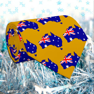 Golden Australia mode Tie, Australien Flagga Slips