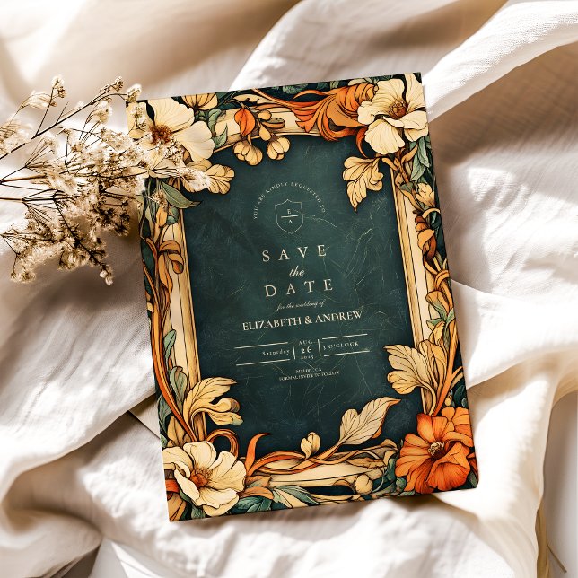 Golden Autumn Art nouveau Bröllop Spara Datumet (Skapare uppladdad)