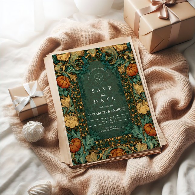 Golden Autumn Botanical Bröllop Spara Datumet (Skapare uppladdad)