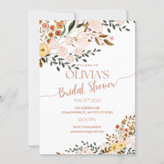 Golden Autumn Botanicals Bridal Shower Invitation Inbjudningar