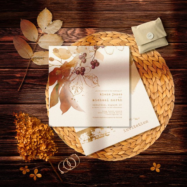 Golden Autumn Bröllop Berries ID655 Inbjudningar (Skapare uppladdad)
