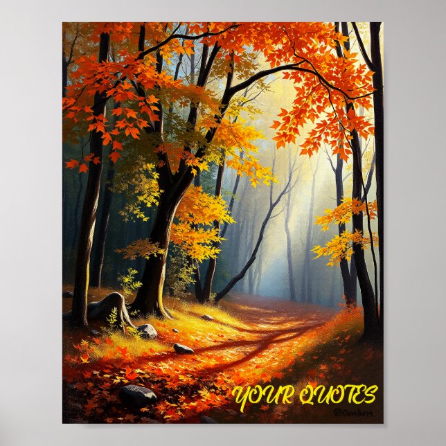 Golden Autumn Forest Väg Poster (Framsidan)