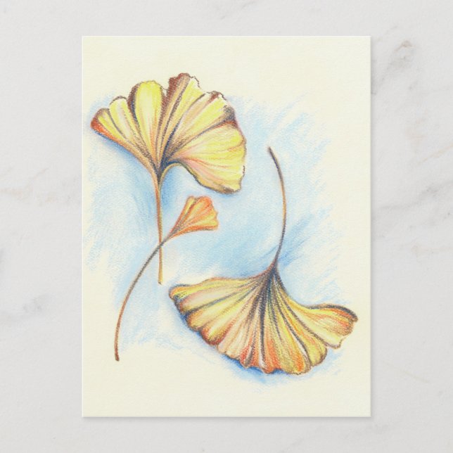 Golden Autumn Ginkgo Lövs Vykort (Framsida)