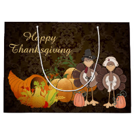 Golden Autumn Harvest Damask Happy thanksgiving