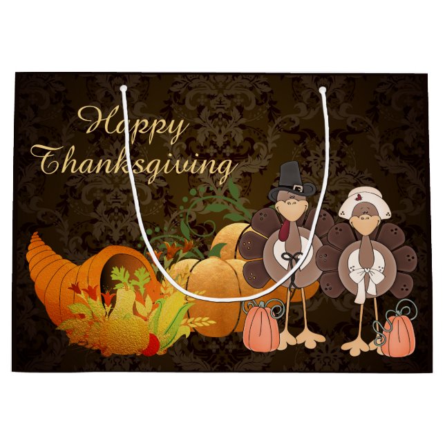 Golden Autumn Harvest Damask Happy thanksgiving (Framsidan)