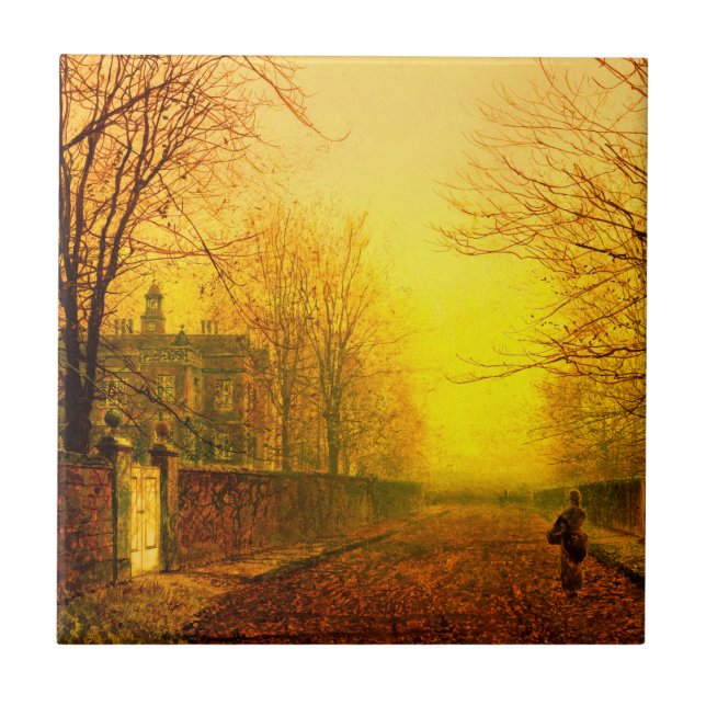 Golden Autumn John Atkinson Grimshaw Kakelplatta (Framsidan)