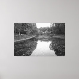 Golden Autumn Lake - Black & White Nordic Edition Canvastryck