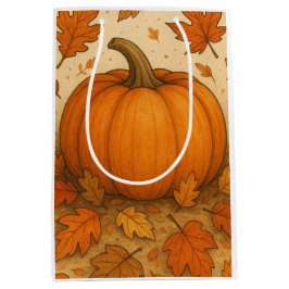 Golden Autumn Pumpkin och Falling Löv