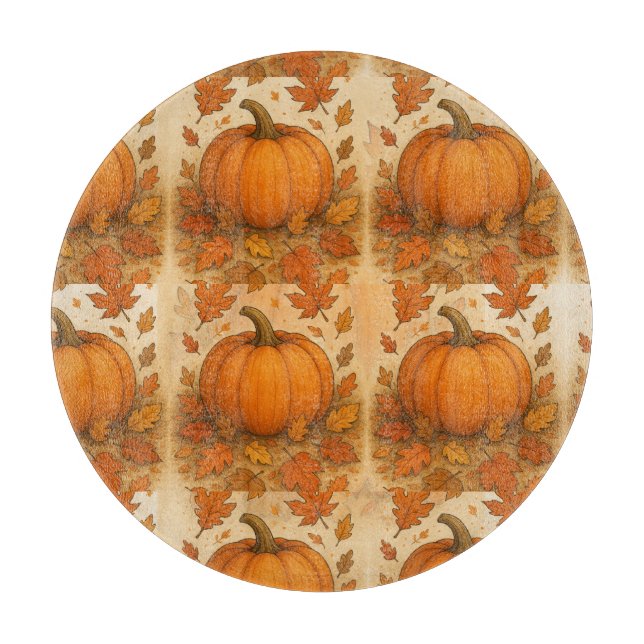 Golden Autumn Pumpkin och Falling Löv (Framsidan)