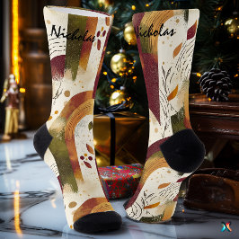 Golden Autumn Socks i Cream, Burgundy och Olive
