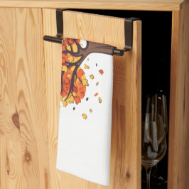 Golden Autumn Trees Happy Thanksgiving Greeting Kökshandduk