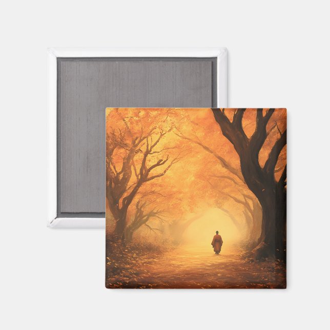 Golden Autumn Zen Väg Magnet (Front/Back)