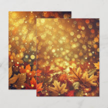 Golden Autumnal Lövs Bokeh Scrapbook Papper