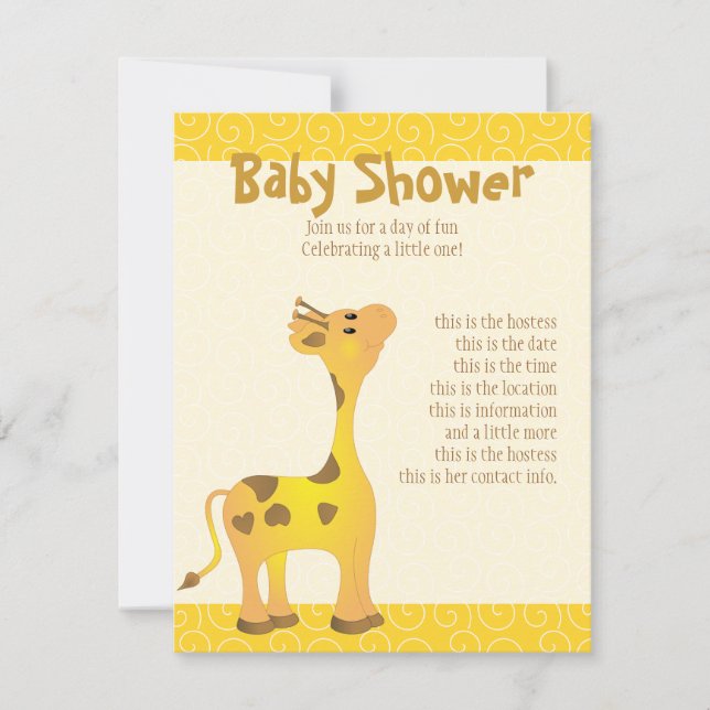 Golden Baby Giraffe Inbjudningar (Framsida)