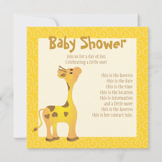Golden Baby Giraffe Inbjudningar (Framsida)