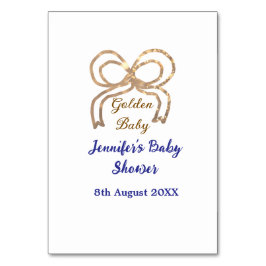 Golden baby glitter ger royalet blått babydusch bordsnummer