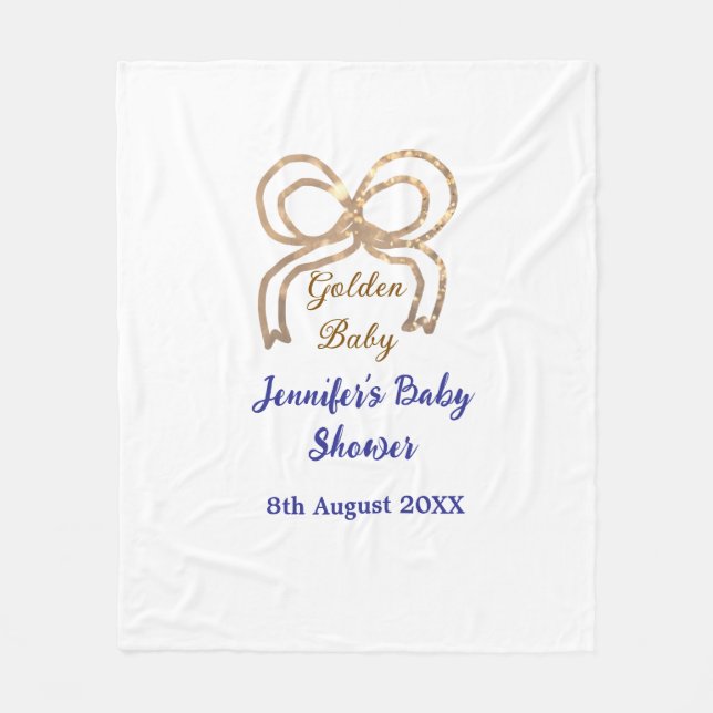 Golden baby glitter ger royalet blått babydusch fleecefilt (Framsidan)