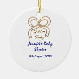 Golden baby glitter ger royalet blått babydusch julgransprydnad keramik