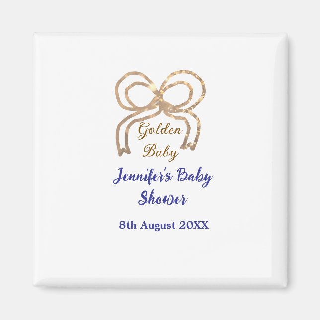 Golden baby glitter ger royalet blått babydusch magnet (Framsidan)